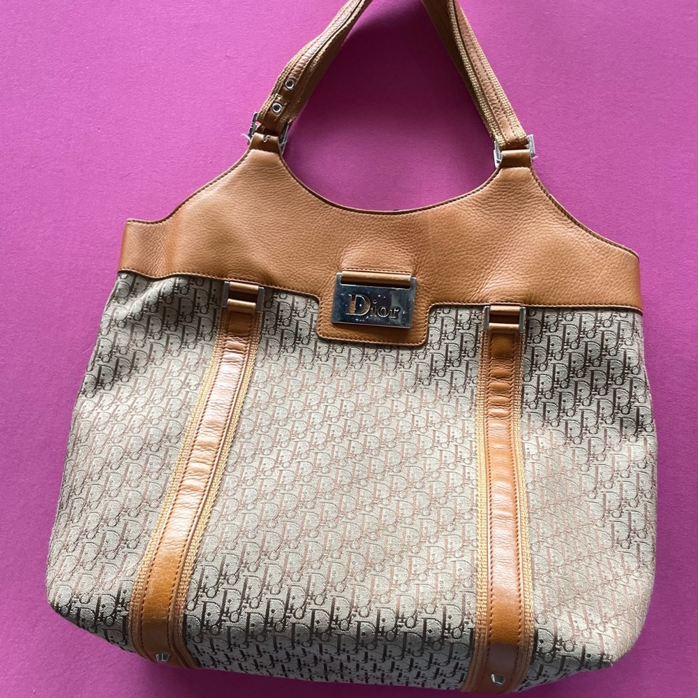 Dior Tan and Brown Shoulder Bag with Elegant Design